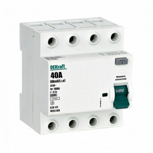 Выключатель дифференциального тока (УЗО) 4п 40А 300мА тип AC 6кА УЗО-03 14251DEK