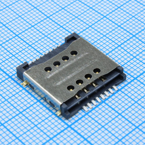 DS1138-03-08SS4BSR, Сдвоенный разъем под SIM Card (2xSIM) H=3.0mm SMT