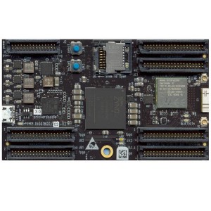 15081800/03, Одномодульные системы (SOM) Snickerdoodle Black, connectors up. Wireless Zynq-7020 System on Module, 866MHz Dual-Core ARM Cortex-A9 processor, 85K Logic Cells / 1.3M ASIC Gates / 53.2K LUTs / 276 GMACs, 2.4GHz & 5GHz 802.11n Wi-Fi + Bluetooth 4.0, 125 FPGA I/O + 55 additional I