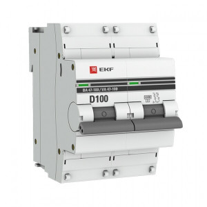 Автоматический выключатель 2P 100А (D) 10kA ВА 47-100 PROxima mcb47100-2-100D-pro