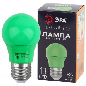 Лампочка светодиодная STD ERAGL50-E27 E27 / Е27 3Вт груша зеленый для белт-лайт Б0049579