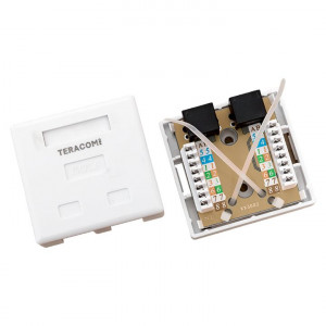 Розетка настенная TERACOM PRO кат.6 неэкранированная 2 порта RJ-45 Dual IDC бел. TRP-WBOX-2RJ45-6UTP-WH