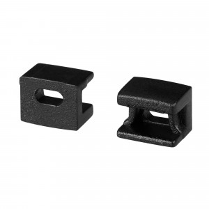 PLINTUS-FANTOM-BENT BLACK с отверстием, Пара заглушек черного цвета с отверстием для профиля PLINTUS-FANTOM-BENT при использовании силиконового экрана. Материал пластик.  В комплекте 2 шт., цена за 1 комплект.