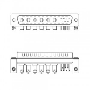 684M13W6103L461, Соединители D-Sub со смешанными контактами STD POWER-D 13W6 40A R/A MALE