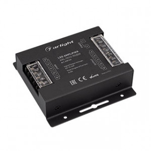 ARL-5022-RGBW, 4-х канальный RGBW усилитель для контроллеров (12-24VDC). Питание 12-24VDC. 4 канала, ток нагрузки 4x8A, мощность нагрузки 384-768W. Размер 94x92x26 мм.
