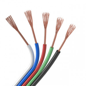 ARL-20AWG-5WIRE-CU, Шлейф для питания и управления мультицветными (RGBW) светодиодными лентами. 5 проводников, калибр проводника 20AWG, сечение проводника 0.52 мм2, проводник из луженой меди, внешняя оболочка из ПВХ белого, синего, красного, зелёного и чёрного цветов