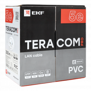 Кабель витая пара U/UTP кат.5E 4 пары 24 AWG solid PVC сер. TERACOM PRO PRO TRP-5EUTP-04PVC-GY-IN3