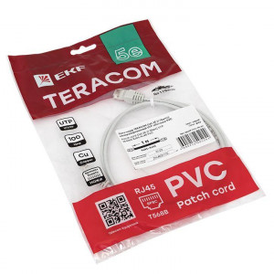Патч-корд кат.5E UTP неэкранир. PVC 1Гбит/с 1м сер. TERACOM TRC-5EUTP-PVC-1M-GY