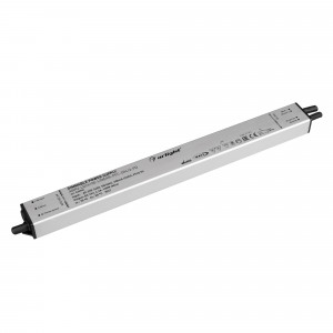 Блок питания ARPV-LG24100-LINEAR-PFC-DALI2-PD (24V, 4.2A, 100W) 033540, Диммируемый блок питания 24V с гальванической развязкой, ток 4.2А, 100Вт, с управлением DALI, c функцией PUSH-DIM, с корректором мощности, PF>0,95. Тонкий металлический корпус IP67. Вход: 220-240VAC. Выход: 24VDC, ШИМ 1кГц. Размер 320*30*21 mm.. Совместим