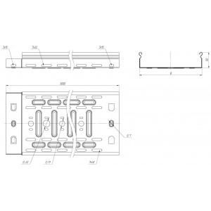 Лоток перфорированный 50х200х3000-0,55 мм EKF