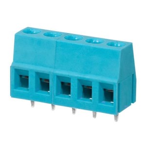 TB004-508-05BE, Фиксированные клеммные колодки Terminal block, screw type, 5.08 , horizontal, 5 poles, CUI Blue, slotted screw, PCB mount