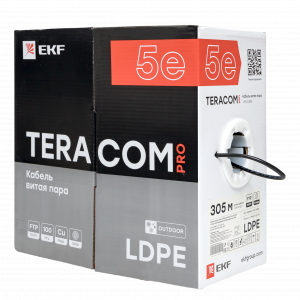 Кабель витая пара F/UTP кат.5E 4 пары 24 AWG solid внешн. LDPE черн. TERACOM PRO PRO TRP-5EFTP-04PE-BK-OUT3