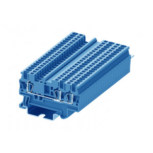 Проходная клемма TC1.5-3-BU, Проходная клемма, 3 точки подключения, тип фиксации провода: пружинный, номинальное сечение: 1,5 мм кв., 17,5A, 500V, ширина: 4,2 мм, цвет: синий, тип монтажа: DIN 35