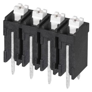 TBLH10V-500-04BK, Фиксированные клеммные колодки Terminal block, screwless, High Temp, 5.00, Vertical, 4, Black w Gray Button