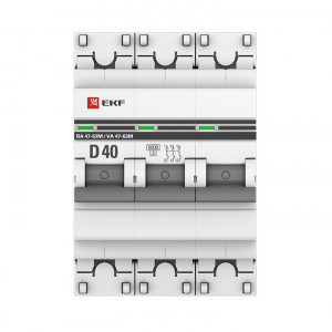 Автоматический выключатель 3P 40А (D) 6кА ВА 47-63M без теплового расцепителя PROxima mcb4763m-6-3-40D-pro