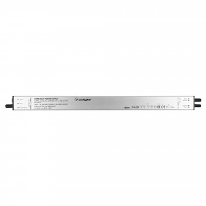 Блок питания ARPV-LG24240-LINEAR-PFC-DALI2-PD (24V, 10A, 240W) 033539, Диммируемый блок питания 24V с гальванической развязкой, ток 10А, 240Вт, с управлением DALI, c функцией PUSH-DIM, с корректором мощности, PF>0,95. Тонкий металлический корпус IP67. Вход: 220-240VAC. Выход: 24VDC, ШИМ 1кГц. Размер 400х30х21 mm.. Совместимо