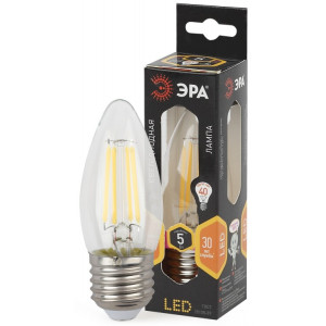 Лампочка светодиодная F-LED B35-5W-827-E27 Е27 / Е27 5Вт филамент свеча теплый белый свет Б0027933