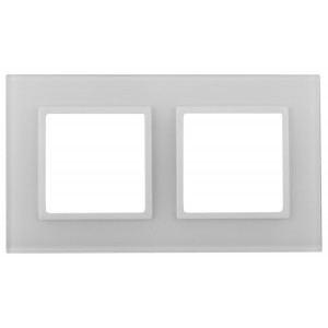 Рамка для розеток и выключателей Elegance 14-5102-01 на 2 поста, стекло, Elegance, белый+белый Б0059168