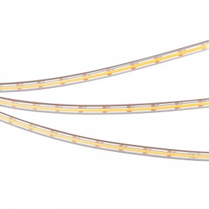 COB-PS-X400-7MM 24V WARM2700, Герметичная лента COB сплошной засветки без видимых светодиодов, IP67 (PS - силиконовая экструзия). Светодиоды CSP 400 шт/м (2000шт на 5м). Цвет свечения ТЕПЛЫЙ 2700K, высокий индекс цветопередачи CRI>90, угол 150°. Мощность 7.2 Вт/м (36 Вт на 5м), питани