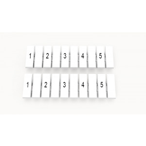 ZB3.5-10P-19-39Z(H), Маркировочные шильдики для клемм DS…, сечением 1,5 мм кв., центральная, 10 шильдиков нанесенные символы: 1...2...3...4...5…, с вертикальным расположением, размер шильдика: 2,95х10,7 мм, цвет белый