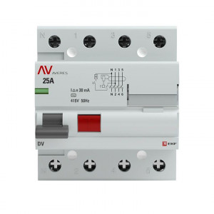 Выключатель дифференциального тока (УЗО) 4п 25А 30мА тип AC DV AVERES rccb-4-25-30-ac-av