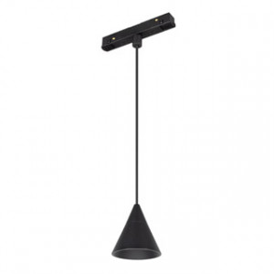 MAG-ORIENT-CONE-HANG-7W WARM3000, Светильник для магнитных треков MAG-ORIENT шириной 26 мм. Мощность 7 Вт, св. поток 300 лм, теплый 3000 K, CRI>90, угол 40°, напряжение питания 48 В. Черный фигурный корпус из металл, степень защиты IP20.. Размер светоизлучающего модуля: 72*76 мм. Длина по