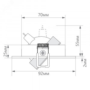 Светильник ИВО-50w G5.3 поворотный квадратный хром 32639