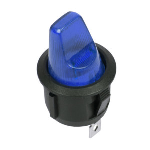 RWB-224 синий, Выключатель клавишный круглый с подсветкой ON-OFF (3c) 16А 12В
