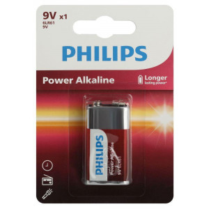 Элемент питания алкалиновый "крона" 6LR61 9В Power (блист. 1шт) Philips Б0062717