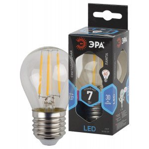 Лампочка светодиодная F-LED P45-7W-840-E27 E27 / Е27 7Вт филамент шар нейтральный белый свет Б0027949