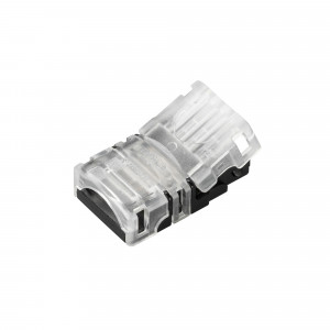 HIP-GERM-RGB-10-4PIN-STW, Одиночный коннектор (без провода) для подключения питания к герметичным (IP54/IP65) RGB лентам SE (заливка силиконом сверху) шириной 10 мм. Очистка провода питания (0,5-1,0 мм2) от изоляции не требуется. Материал - прозрачный пластик