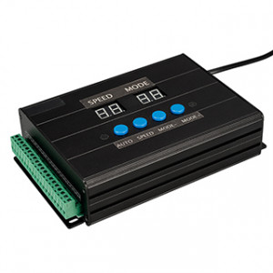 DMX K-5000, DMX512 контроллер с функцией редактирования адресов. 5 портов по 512 каналов на каждый. Напряжение питания AC 220V. SD-карта в комплекте. Рекомендуется для использования с линейными прожекторами AR-LINE-RGB. Габариты 192x122x45мм.