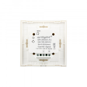 Панель Sens SR-2830A-RF-IN White (220V,DIM,4 зоны) 017858, Встраиваемая сенсорная панель для с/д одноцветных лент. Работает вместе с контроллерами серии SR-1009x. Стеклянная Touch-панель, цвет белый. Управление 4 зонами по радиоканалу. Питание 220V. Размер 86x86x29 мм. Аналогичные по дизайну панели в серии SMART