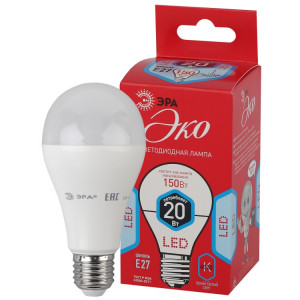 Лампы СВЕТОДИОДНЫЕ ЭКО ECO LED A65-20W-840-E27 (диод, груша, 20Вт, нейтр, E27) Б0031710