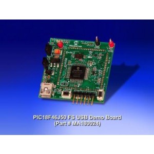 MA180024, Дочерние и отладочные платы PIC18F46J50 FS USB PIM DEMO BOARD