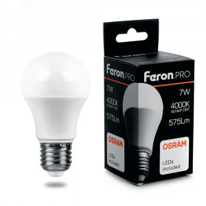 Лампа светодиодная LED 7вт Е27 белый Feron.PRO 38024