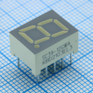 SC39-12GWA, 1 разрядный индикатор 13мм/зеленый/565нм/2200-6400мКд/ОК