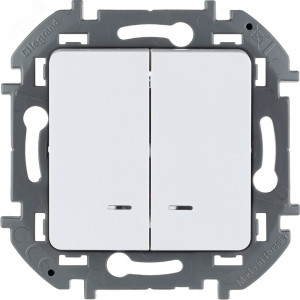 Выключатель 2-кл. Inspiria 10А IP20 250В 10AX с подсветкой/индикацией механизм бел. Leg 673630