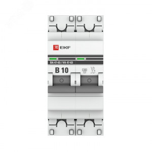 Выключатель автоматический модульный 2п B 10А 4.5кА ВА 47-63 PROxima EKF mcb4763-2-10B-pro