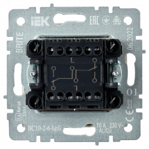 Выключатель проходной 2-кл. СП BRITE ВС10-2-6-БрБ 10А бел. BR-V22-0-10-K01