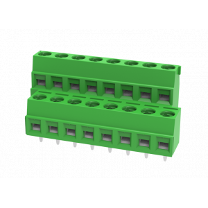 Клемма на плату MC-DTE5.08H02C-0001, Клемма, 2 этажа со смещением, на плату, шаг: 5.08 мм, 2x2 полюса, фиксация на плате винтовая, исполнение: стандартное, 320V, 14A, цвет: зеленый
