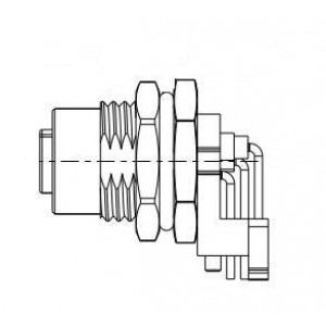 M12B-05PFFR-SF8001, Цилиндрические метрические разъемы M12 CON RIGHT ANGLE 5 PIN F CONN F PIN