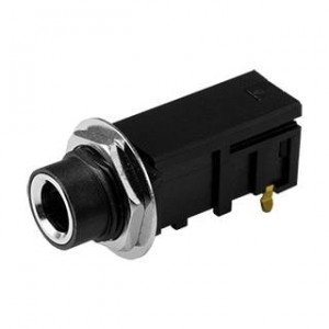 SJ-63053B, Телефонные разъемы audio jack, 6.35 mm, horizontal, 3 conductor, through hole, 1 switch, w/ nut