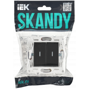 SKANDY Выключатель 2-клавишный проходной с индикацией 10А SK-V10Bl черный IEK SK-V22-1-10-K02