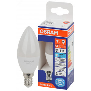 Лампа светодиодная LED 7Вт Е14 6500К 600Лм свеча 220В (замена 60Вт) OSRAM 4099854186301