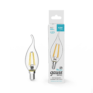 Лампа Basic Filament Свеча на ветру 4,5W 420lm 4100К Е14 LED 1/10/50 1041125