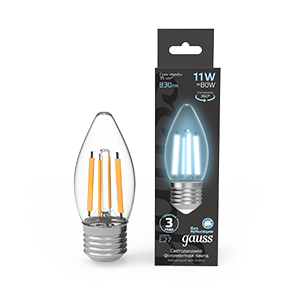 Лампа Filament Свеча 11W 830lm 4100К Е27 LED 1/10/50 103802211