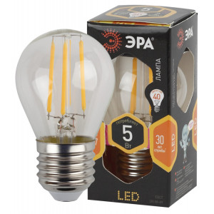 Лампочка светодиодная F-LED P45-5W-827-E27 E27 / Е27 5Вт филамент шар теплый белый свет Б0043438