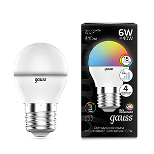 Лампа Шар G45 6W E27 RGBW+димирование LED 1/100 105102406