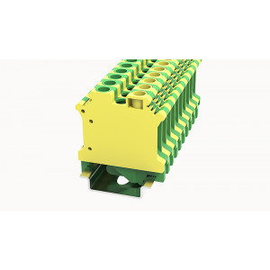 PC6-PE-01P-1Y-00Z(H), Заземляющая клемма, тип фиксации провода: винтовой, номинальное сечение: 6 мм кв., ширина: 8,2 мм, цвет: желто-зеленый, зажимная клетка - латунь, тип монтажа: DIN35